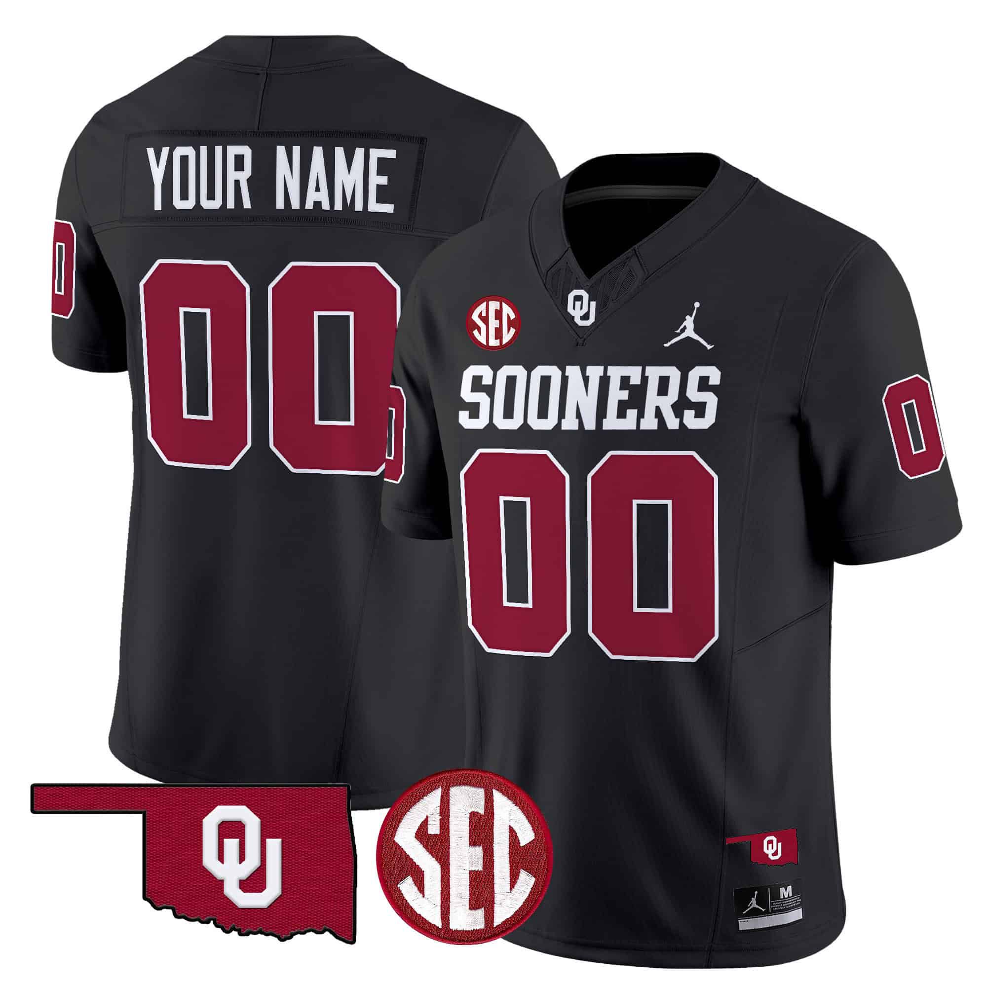 Men Oklahoma Sooners Black 2024 Vapor Limited Custom NCAA Jersey->customized ncaa jersey->Custom Jersey